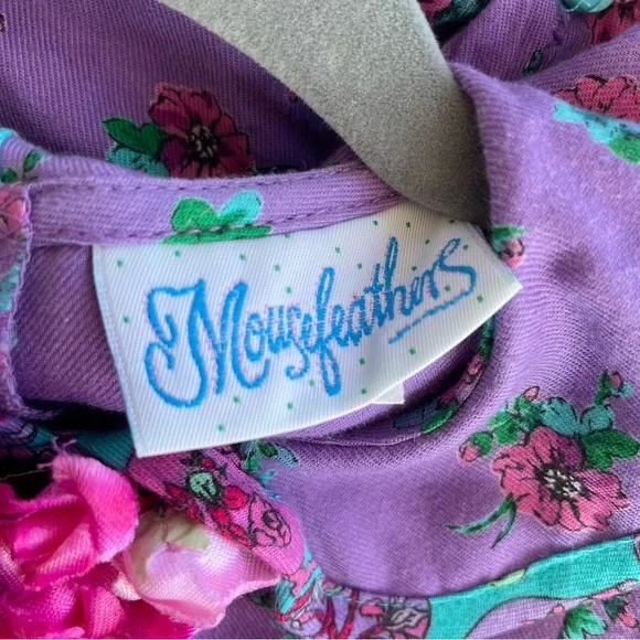 VINTAGE Mousefeathers Purple Floral Dress Size 6 - Picture 3 of 6